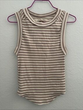 We The Free Striped Ribbed Tank in Beige and Cream